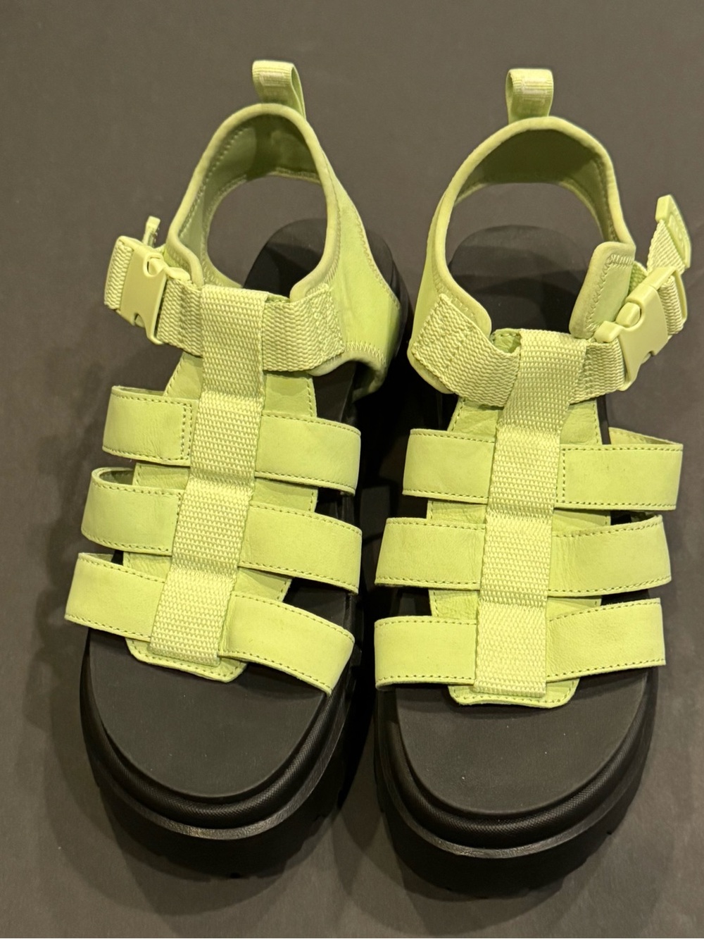 Size 10 - UGG Neon Lime Strappy Platform Sandals